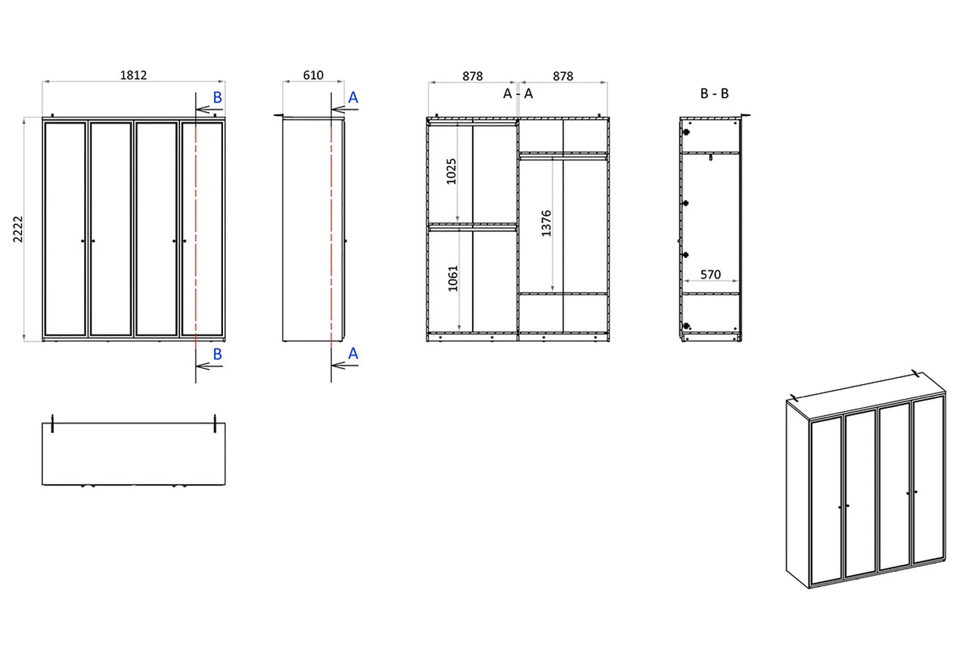 Гардероб с четири врати Marsana