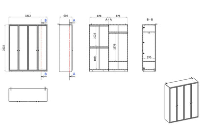 Гардероб с четири врати Marsana
