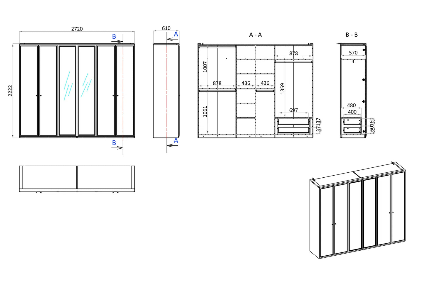 Гардероб с шест врати Marsana